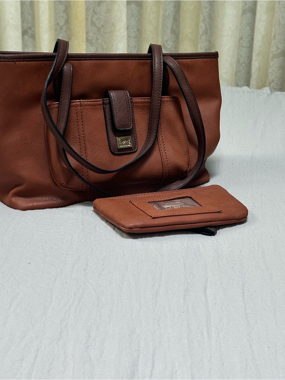 b.o.c. Brown Leather Tote with Matching Wallet Insert